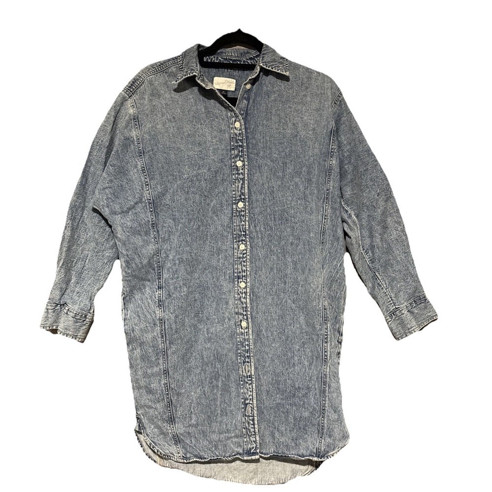 Universal Thread Jean Shirt Dress Womens XSmall Blue Denim Basic Pockets Retro - Picture 2 of 14